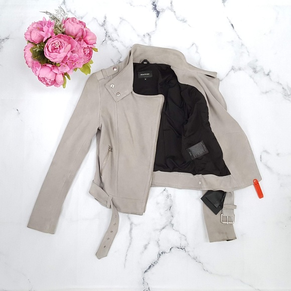 Mackage, Hania-Su Suede Moto Jacket, Gray, Small - Picture 5 of 8